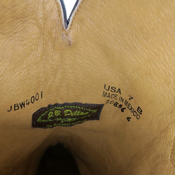 J.B. Dillon Distressed Leather Cowboy Boots Brown Cross Inlay JBW4001 Women's 7B - Picture 8 of 11